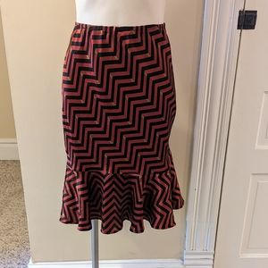 Vintage Bobbie Bee Petite orange black zig zag print skirt size 6P